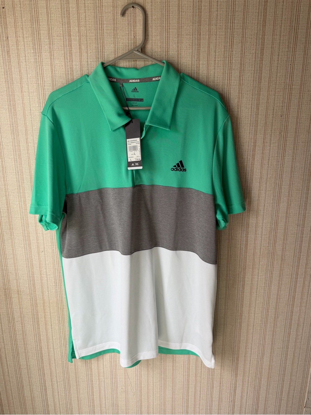 adidas Men’s Mint Green Gray White Block Polo Shirt